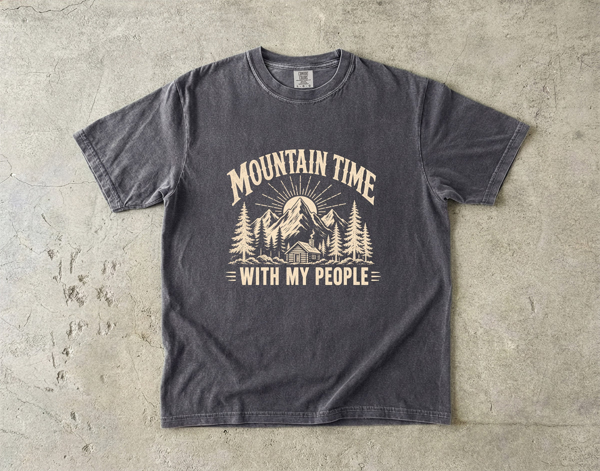 Mountain Time With My People Family Trip Shirt in Pepper – flat lay