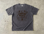 Campfire Nights and Morning Coffee Camping Shirt in Pepper – flat lay