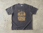 Where the Family Unplugs Cabin Shirt in Pepper – flat lay