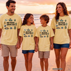 Map Folded Windows Down Road Trip Shirt in Butter – worn on a family trip (AI-generated model photo)