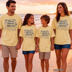 Making Memories Miles Away Youth Tee – Kids' Comfort Colors Road Trip Shirt in Butter – worn on a family trip (AI-generated model photo)