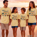 Collecting Weekends Not Things Youth Tee – Kids' Comfort Colors Family Getaway Shirt in Butter – worn on a family trip (AI-generated model photo)