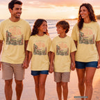 The Annual Escape Girls Trip Shirt in Butter – worn on a family trip (AI-generated model photo)