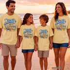 Vacay Mode Family Edition Travel Mom Shirt in Butter – worn on a family trip (AI-generated model photo)