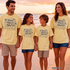 Making Memories Miles Away Road Trip Shirt in Butter – worn on a family trip (AI-generated model photo)