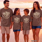 Vacation Crew Here for the Memories Shirt in Espresso – worn on a family trip (AI-generated model photo)