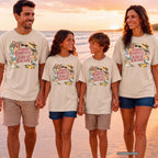 Good Company Great Escape Girls Trip Shirt in Ivory – worn on a family trip (AI-generated model photo)