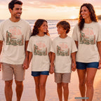The Annual Escape Girls Trip Shirt in Ivory – worn on a family trip (AI-generated model photo)