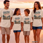 Dock First Everything Else Later Lake Vacation Shirt in Ivory – worn on a family trip (AI-generated model photo)