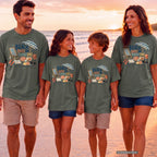 Beach Days Are Family Days Beach Vacation Shirt in Moss – worn on a family trip (AI-generated model photo)
