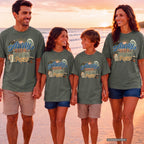 Away with My Favorite People Travel Mom Shirt in Moss – worn on a family trip (AI-generated model photo)
