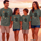 Leave Room for One More Stop Road Trip Shirt in Moss – worn on a family trip (AI-generated model photo)
