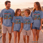 Lake Days Are Family Days Lake Vacation Shirt in Blue Jean – worn on a family trip (AI-generated model photo)