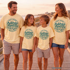 Out Here Making Family Memories Shirt in Butter – worn on a family trip (AI-generated model photo)