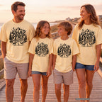 Road Trip Together Family Adventure Youth Tee – Kids' Comfort Colors Road Trip Shirt in Butter – worn on a family trip (AI-generated model photo)