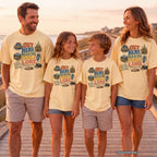 Out Here Making Family Lore Youth Tee – Kids' Comfort Colors Road Trip Shirt in Butter – worn on a family trip (AI-generated model photo)
