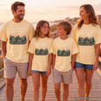 The Good Part of Growing Up Youth Tee – Kids' Comfort Colors Family Travel Shirt in Butter – worn on a family trip (AI-generated model photo)