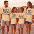 The House Is Full the Days Are Easy Youth Tee – Kids' Comfort Colors Family Getaway Shirt in Butter – worn on a family trip (AI-generated model photo)