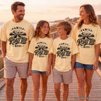 Family Road Trip Mode Youth Tee – Kids' Comfort Colors Road Trip Shirt in Butter – worn on a family trip (AI-generated model photo)
