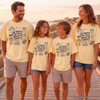 We Booked the House Bring the Snacks Youth Tee – Kids' Comfort Colors Family Getaway Shirt in Butter – worn on a family trip (AI-generated model photo)