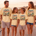 Lake Days Are Family Days Youth Tee – Kids' Comfort Colors Lake Vacation Shirt in Butter – worn on a family trip (AI-generated model photo)