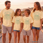 Camp Together Stay Together Family Weekend Shirt in Butter – worn on a family trip (AI-generated model photo)