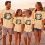 The People Make the Place Youth Tee – Kids' Comfort Colors Travel Shirt in Butter – worn on a family trip (AI-generated model photo)