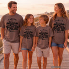 Family Road Trip Mode Shirt in Espresso – worn on a family trip (AI-generated model photo)