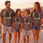 Snacks Packed Seats Filled Road Trip Shirt in Espresso – worn on a family trip (AI-generated model photo)