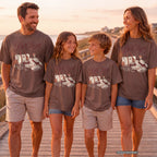 Pack Light Stay Longer Girls Trip Shirt in Espresso – worn on a family trip (AI-generated model photo)