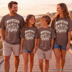 Family Mountain Escape Shirt in Espresso – worn on a family trip (AI-generated model photo)