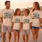 We're Better with a Weekend Bag Road Trip Shirt in Ivory – worn on a family trip (AI-generated model photo)