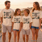 Camp More Scroll Less Camping Shirt in Ivory – worn on a family trip (AI-generated model photo)