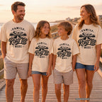 Family Road Trip Mode Shirt in Ivory – worn on a family trip (AI-generated model photo)