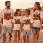 Miles Made Together Road Trip Shirt in Ivory – worn on a family trip (AI-generated model photo)