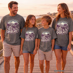 This Is the Good Stuff Road Trip Shirt in Pepper – worn on a family trip (AI-generated model photo)