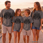 Road Trip Together Family Adventure Shirt in Pepper – worn on a family trip (AI-generated model photo)