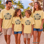 Collecting Places Not Things Youth Tee – Kids' Comfort Colors Travel Shirt in Butter – worn on a family trip (AI-generated model photo)