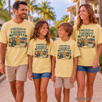 Checked In with My Favorite People Youth Tee – Kids' Comfort Colors Family Getaway Shirt in Butter – worn on a family trip (AI-generated model photo)