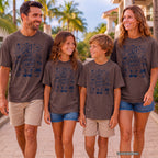 Salt Air Shared Snacks Beach Vacation Shirt in Espresso – worn on a family trip (AI-generated model photo)