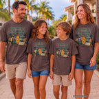 Checked In with My Favorite People Family Getaway Shirt in Espresso – worn on a family trip (AI-generated model photo)