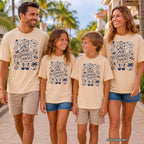 Salt Air Shared Snacks Beach Vacation Shirt in Ivory – worn on a family trip (AI-generated model photo)