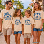 Family Beach Weekend Shirt in Ivory – worn on a family trip (AI-generated model photo)