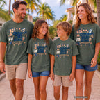 Group Chat Getaway Family Getaway Shirt in Moss – worn on a family trip (AI-generated model photo)