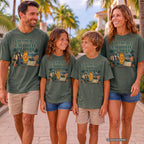 Checked In with My Favorite People Family Getaway Shirt in Moss – worn on a family trip (AI-generated model photo)