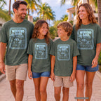 Weekend Bags Family Plans Beach Vacation Shirt in Moss – worn on a family trip (AI-generated model photo)