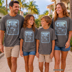 Weekend Bags Family Plans Beach Vacation Shirt in Pepper – worn on a family trip (AI-generated model photo)