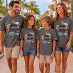 Sunshine Looks Better Shared Beach Vacation Shirt in Pepper – worn on a family trip (AI-generated model photo)