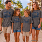 Coastal Drive Family Escape Shirt in Pepper – worn on a family trip (AI-generated model photo)