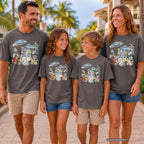 The Best Part Is Who Came with You Youth Tee – Kids' Comfort Colors Beach Vacation Shirt in Pepper – worn on a family trip (AI-generated model photo)